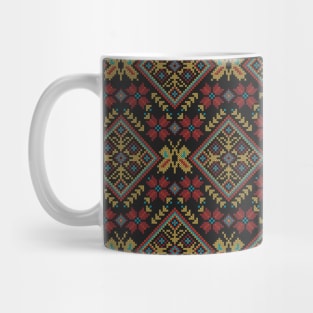 Ukrainian Folk Realistic Embroidery Cross Stitch Art Butterflies and Roses Design Mug